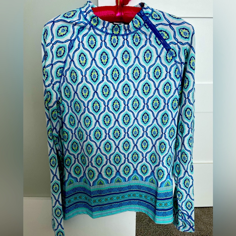 CABANA LIFE Women Size M UPF 50+ Swim Shirt Rash Guard Long Sleeve Zip Up Neck